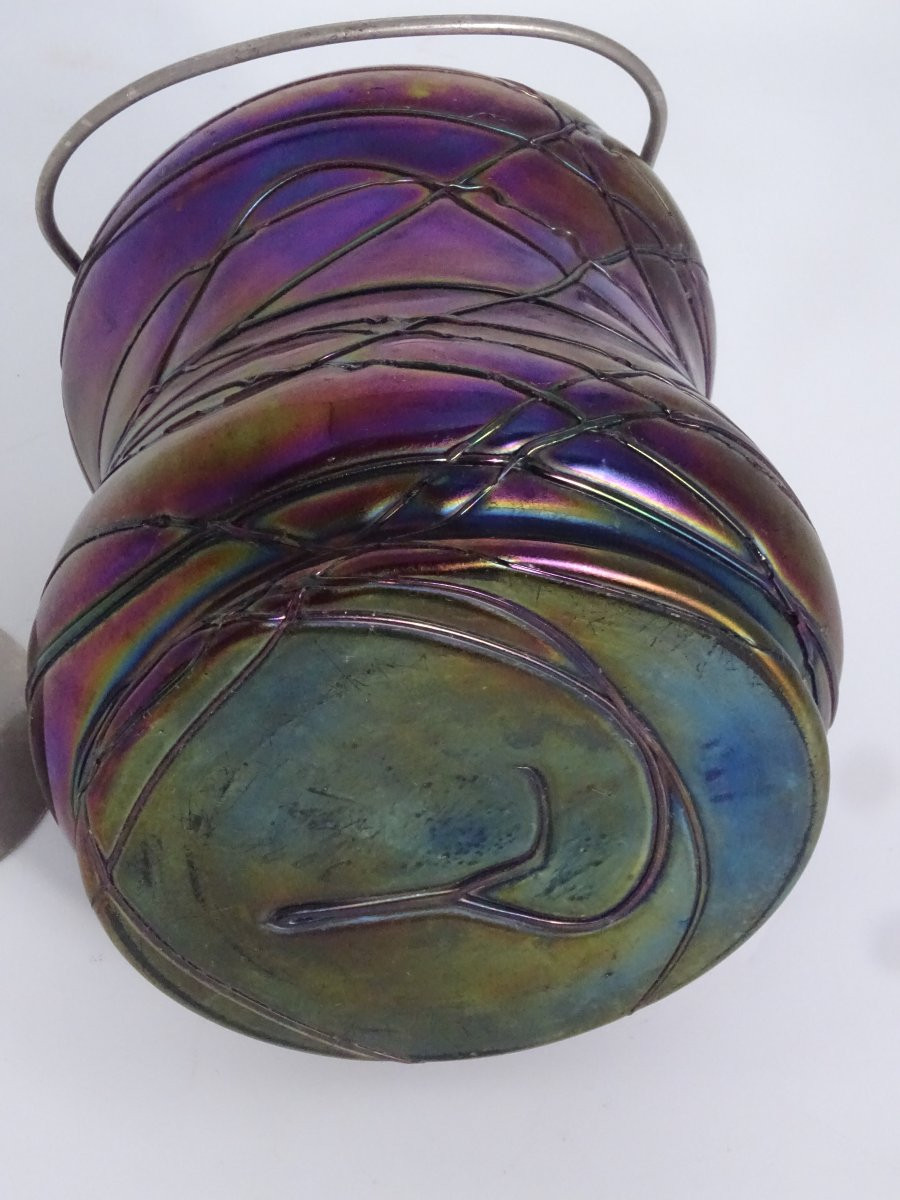 Art Nouveau Biscuit Jar, Wilhelm Kralik Or Johann Loetz, Collection Of An Amateur-photo-2