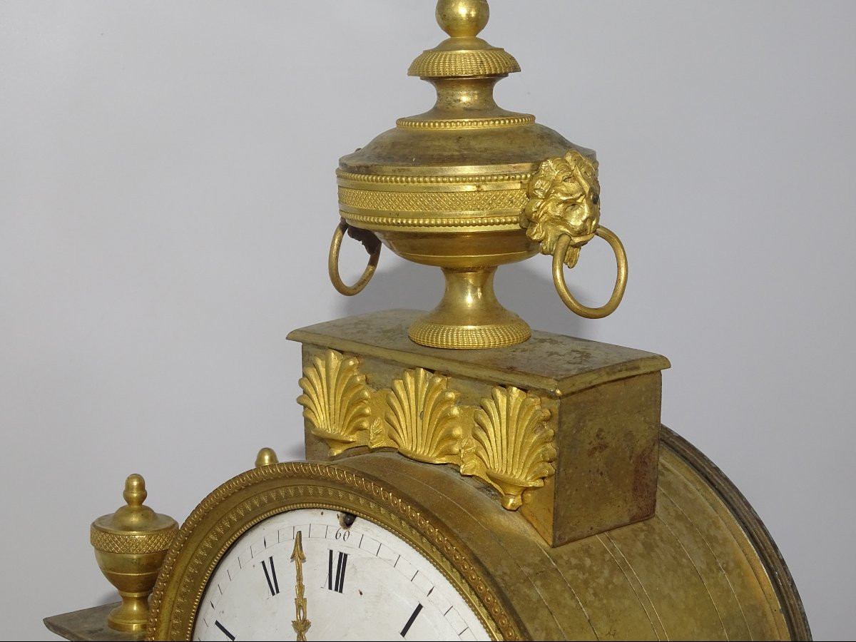 Empire Portico Clock In Gilt Bronze With Mercury And Gold-photo-5