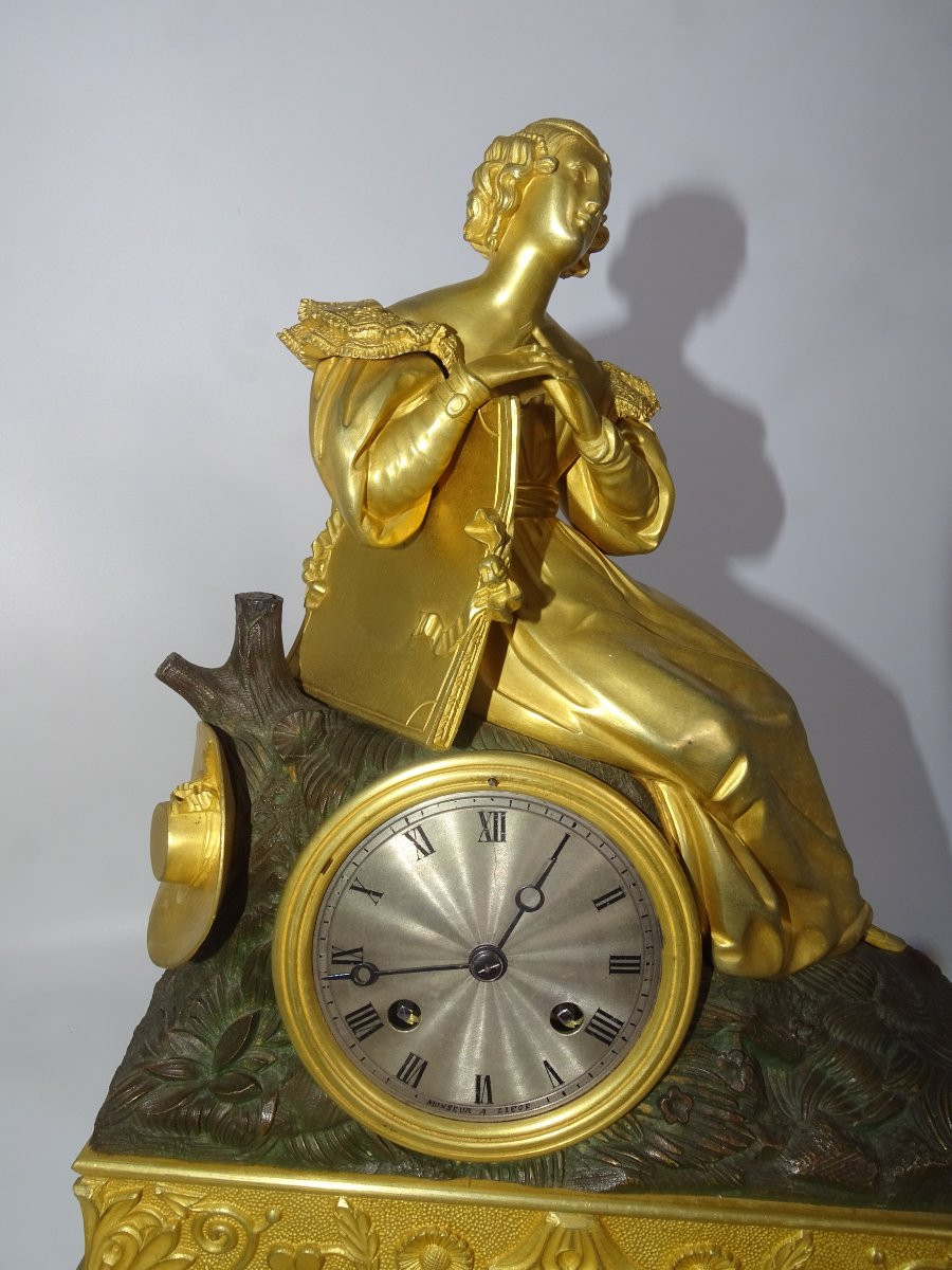 Elegant Clock With Gilt Bronze Hat, Empire Period, Early 19th Century-photo-2
