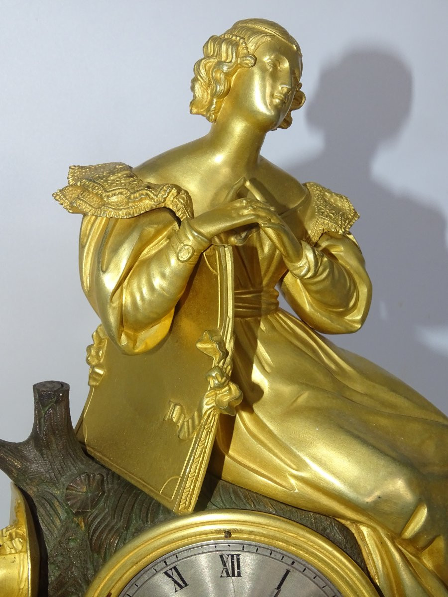 Elegant Clock With Gilt Bronze Hat, Empire Period, Early 19th Century-photo-1