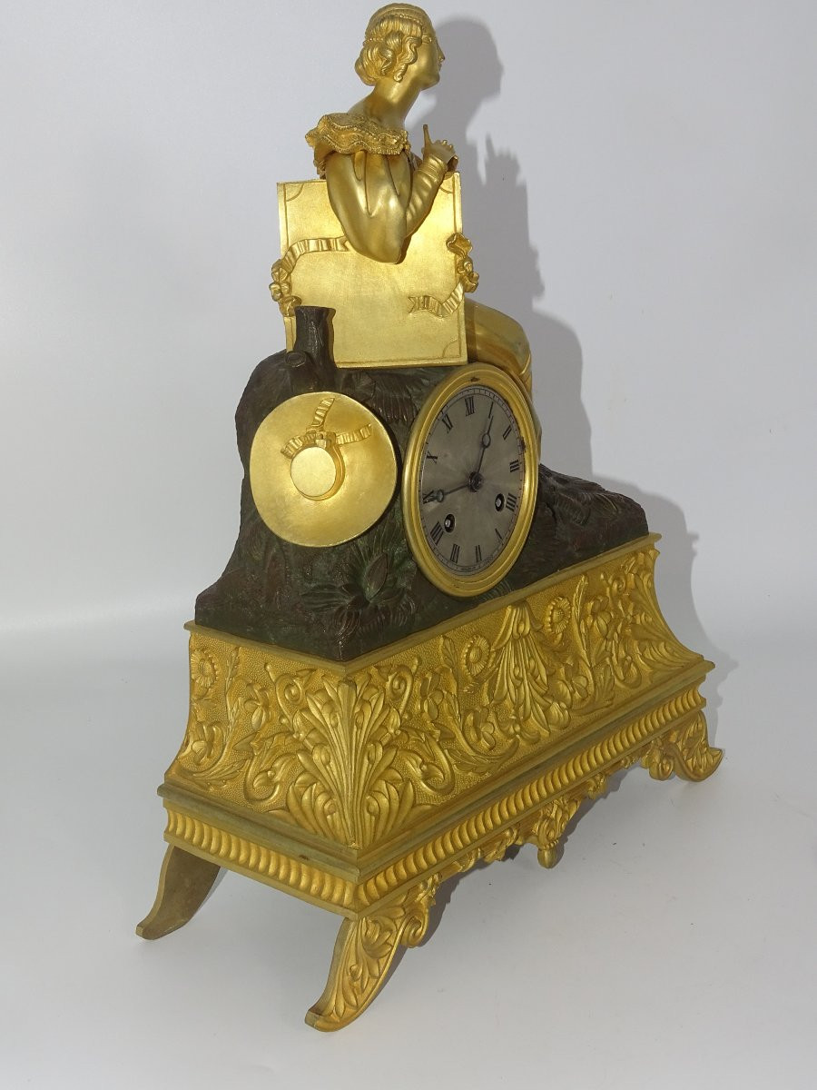 Elegant Clock With Gilt Bronze Hat, Empire Period, Early 19th Century-photo-2