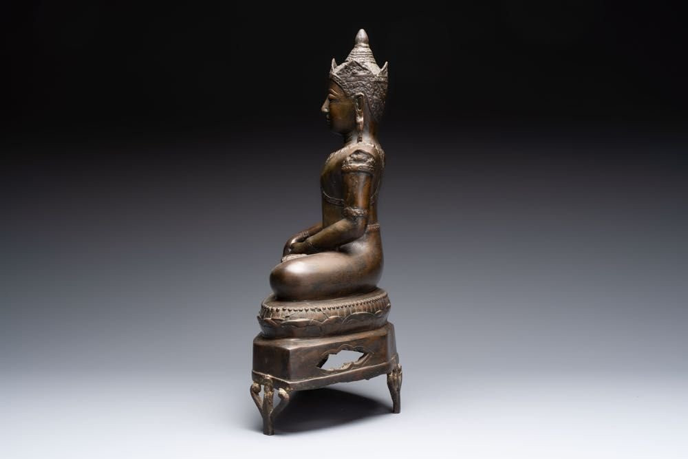 ancien bouddha en bronze du XIXème, thailande ou birmanie-photo-2