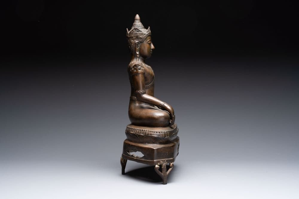ancien bouddha en bronze du XIXème, thailande ou birmanie-photo-4