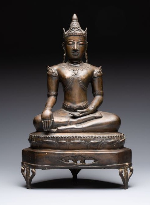 ancien bouddha en bronze du XIXème, thailande ou birmanie