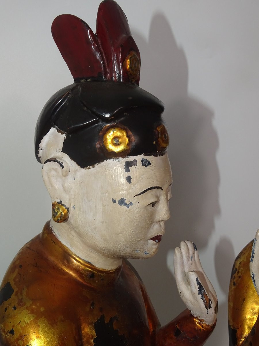 paire d'adorants en bois laqué et doré, vietnam, XIXème-photo-2