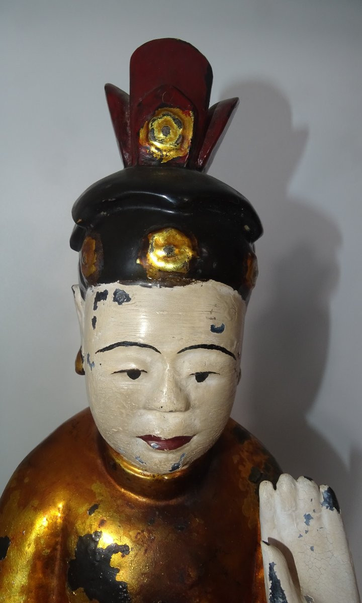 paire d'adorants en bois laqué et doré, vietnam, XIXème-photo-3