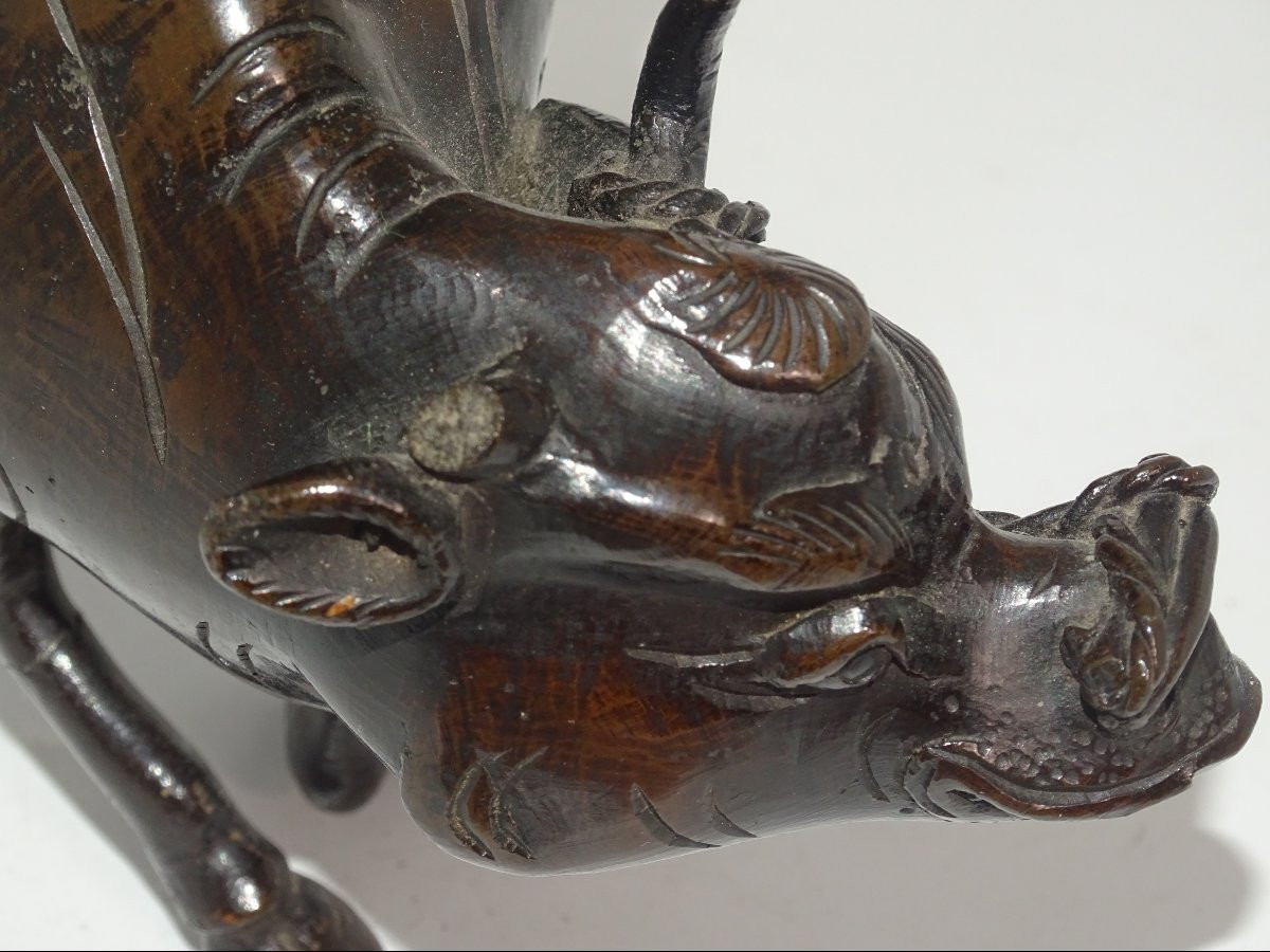 sage sur buffle en bronze du XIXème, vietnam ou japon-photo-3