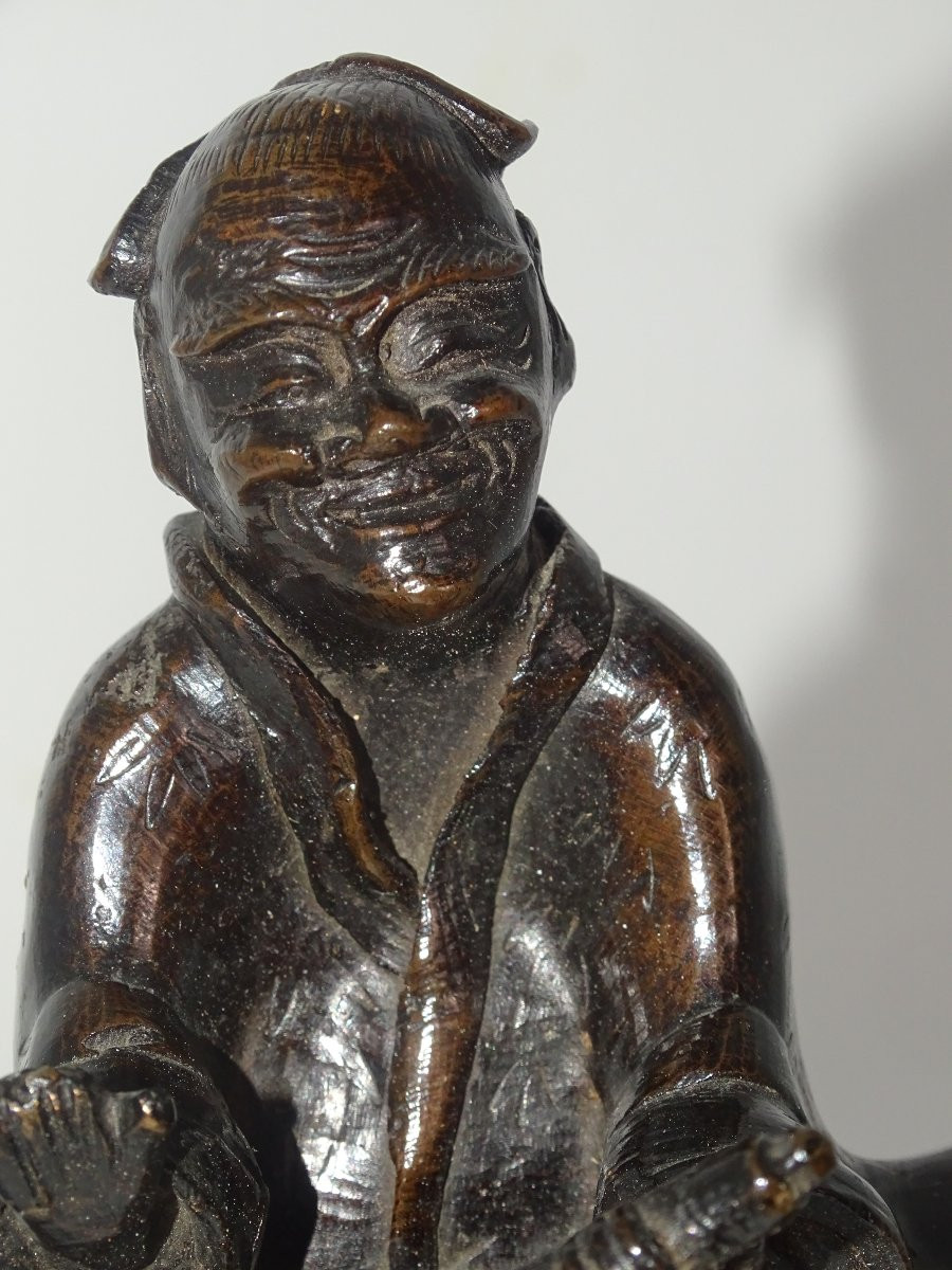 sage sur buffle en bronze du XIXème, vietnam ou japon-photo-5