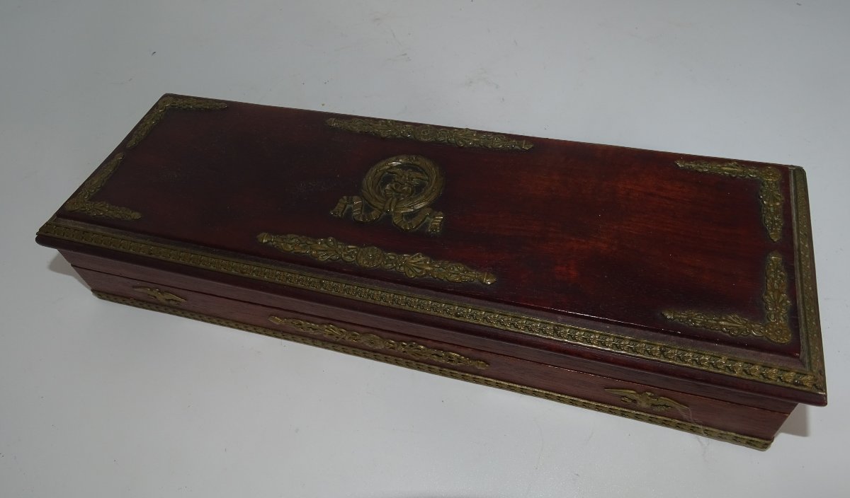 Empire Style Mahogany And Bronze Desk Set, Late 19th Century-photo-3