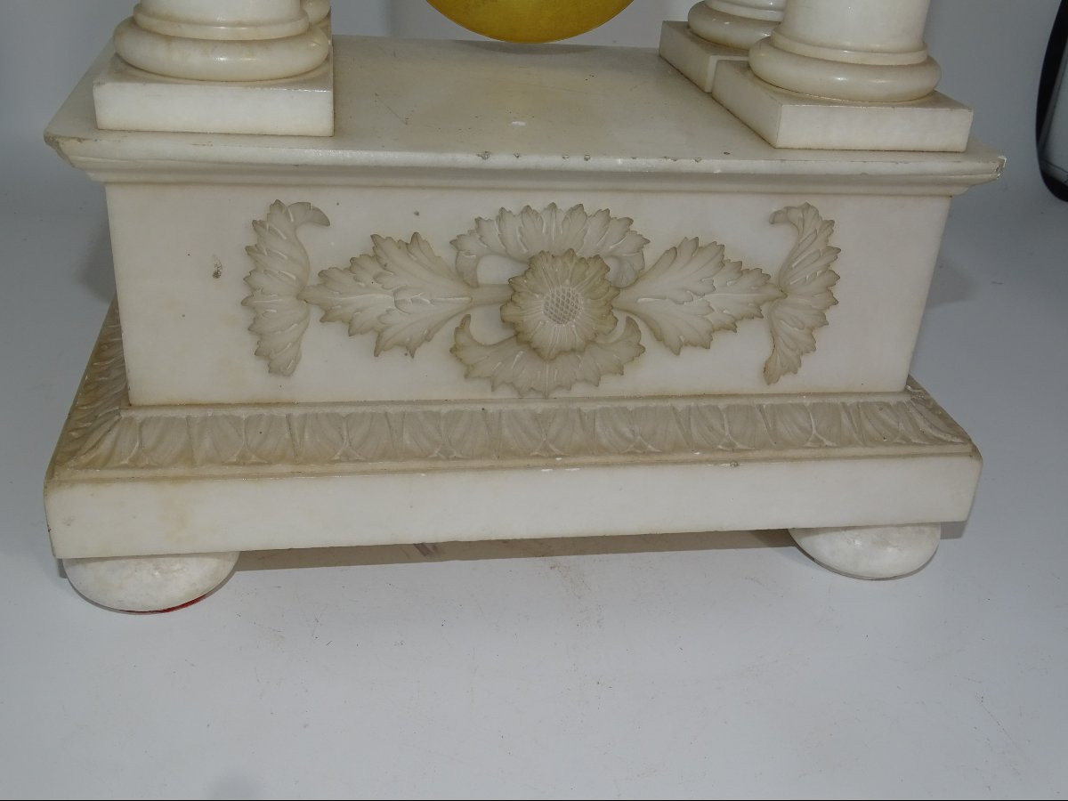 52 Cm Large Empire Clock White Marble And Gilt Bronze 19th Century -photo-4