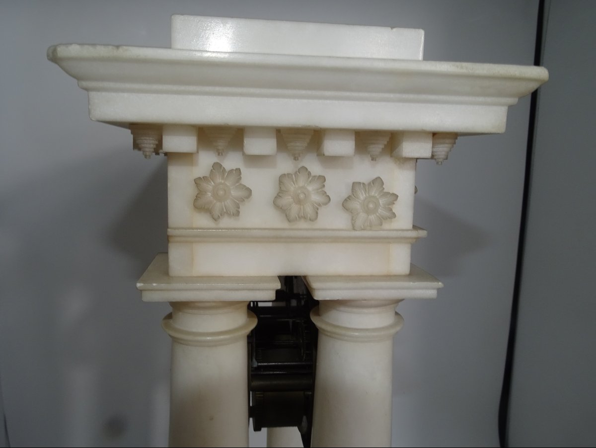 52 Cm Large Empire Clock White Marble And Gilt Bronze 19th Century -photo-2