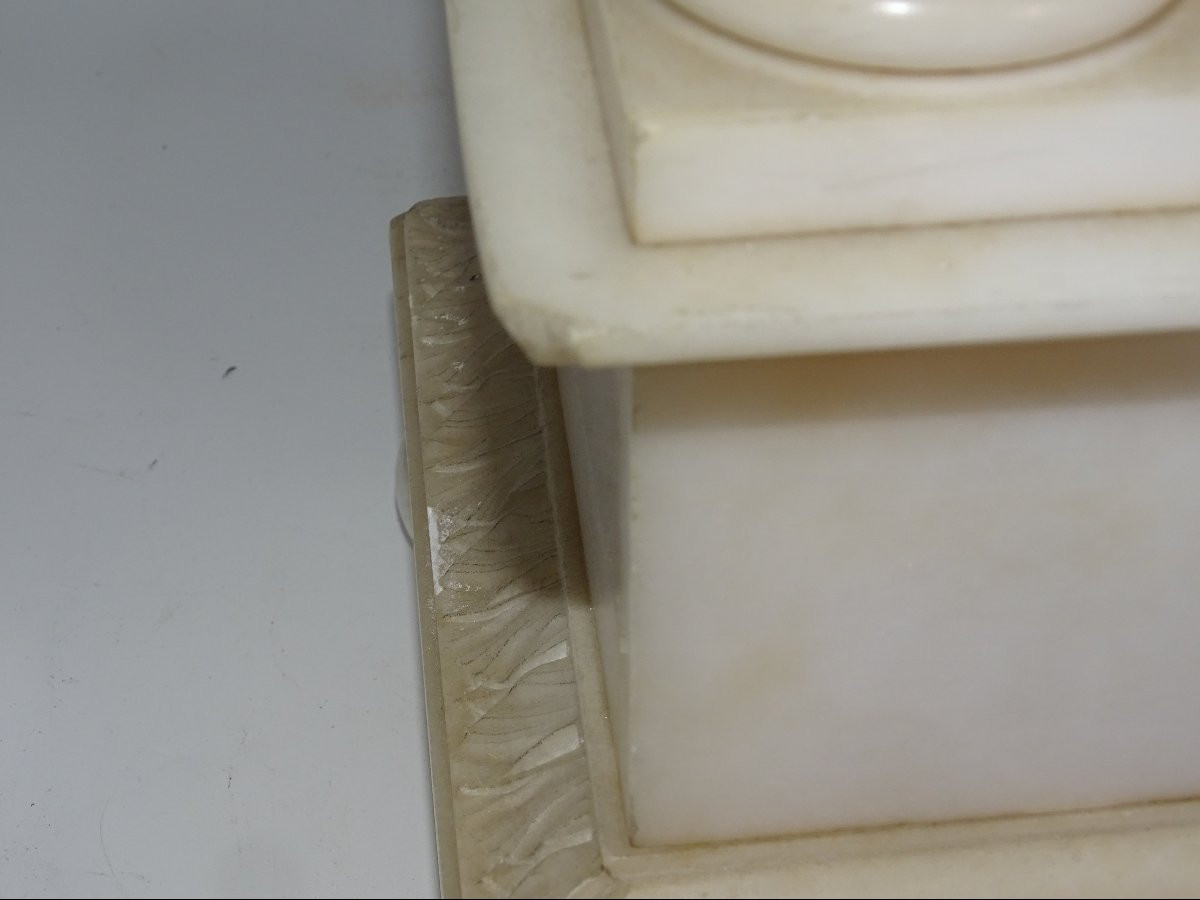 52 Cm Large Empire Clock White Marble And Gilt Bronze 19th Century -photo-5