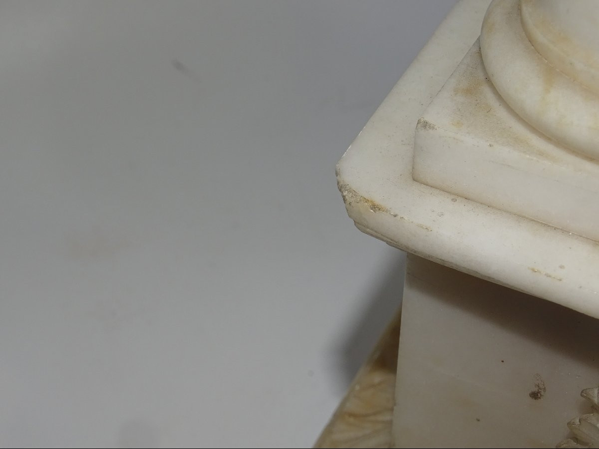 52 Cm Large Empire Clock White Marble And Gilt Bronze 19th Century -photo-7