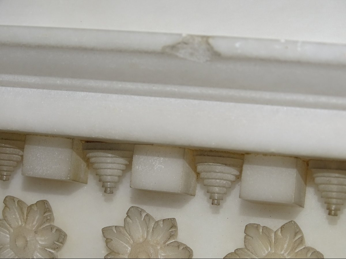 52 Cm Large Empire Clock White Marble And Gilt Bronze 19th Century -photo-8