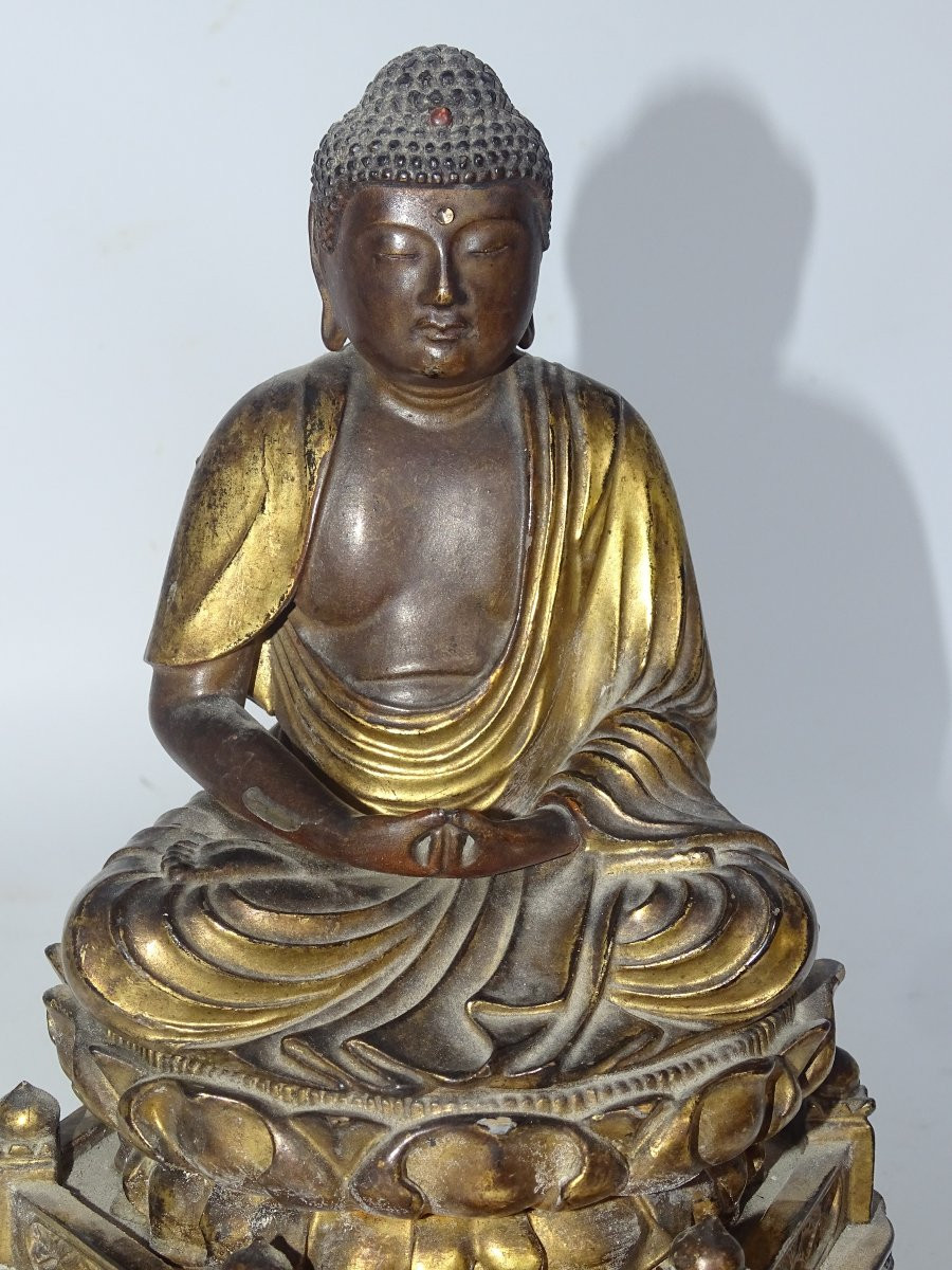 Bouddha En Bois Laqué. japon Période Edo 18-19ème siècle.-photo-4