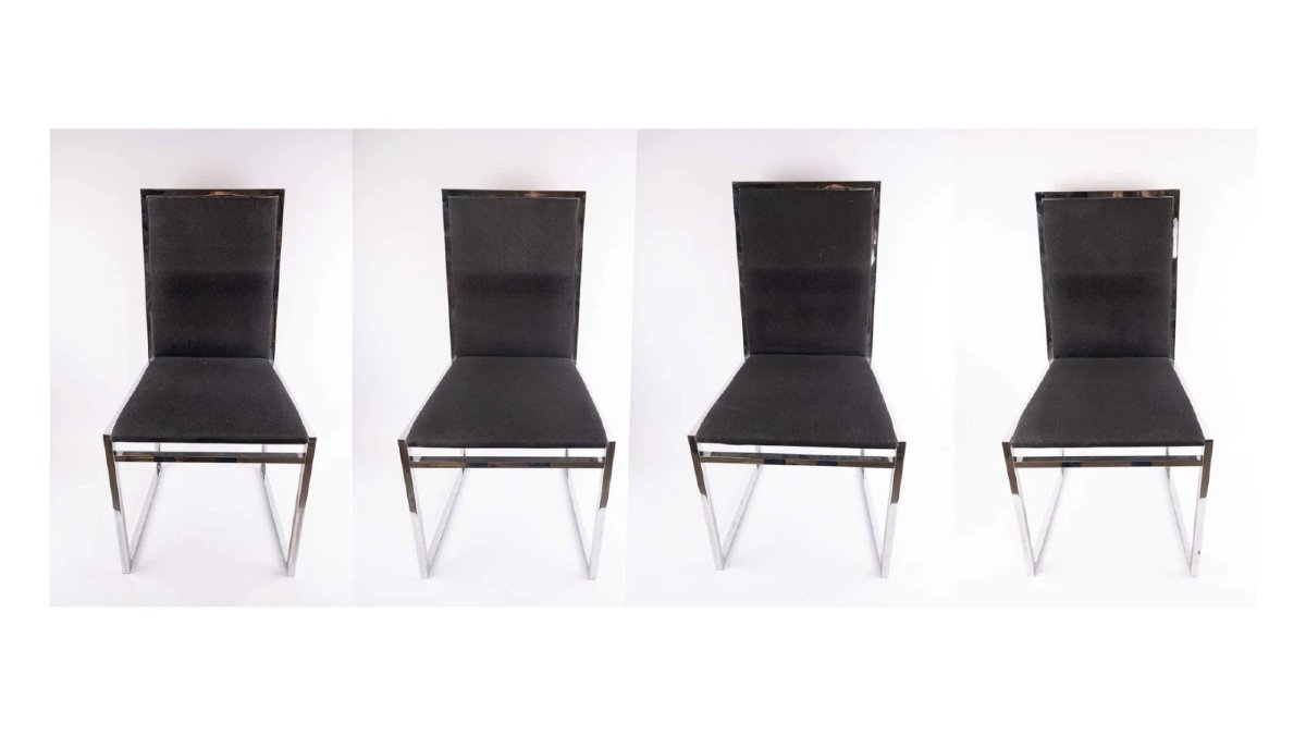 La Metal Arredo, Paderno, Milano, Dining Room Table + Four Chairs-photo-4