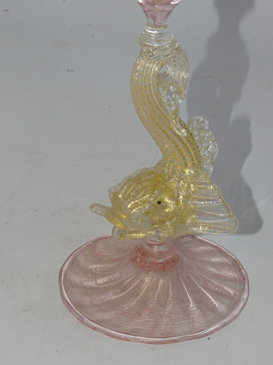 Murano : Grand Calice En Verre Soufflé XIXème-photo-2