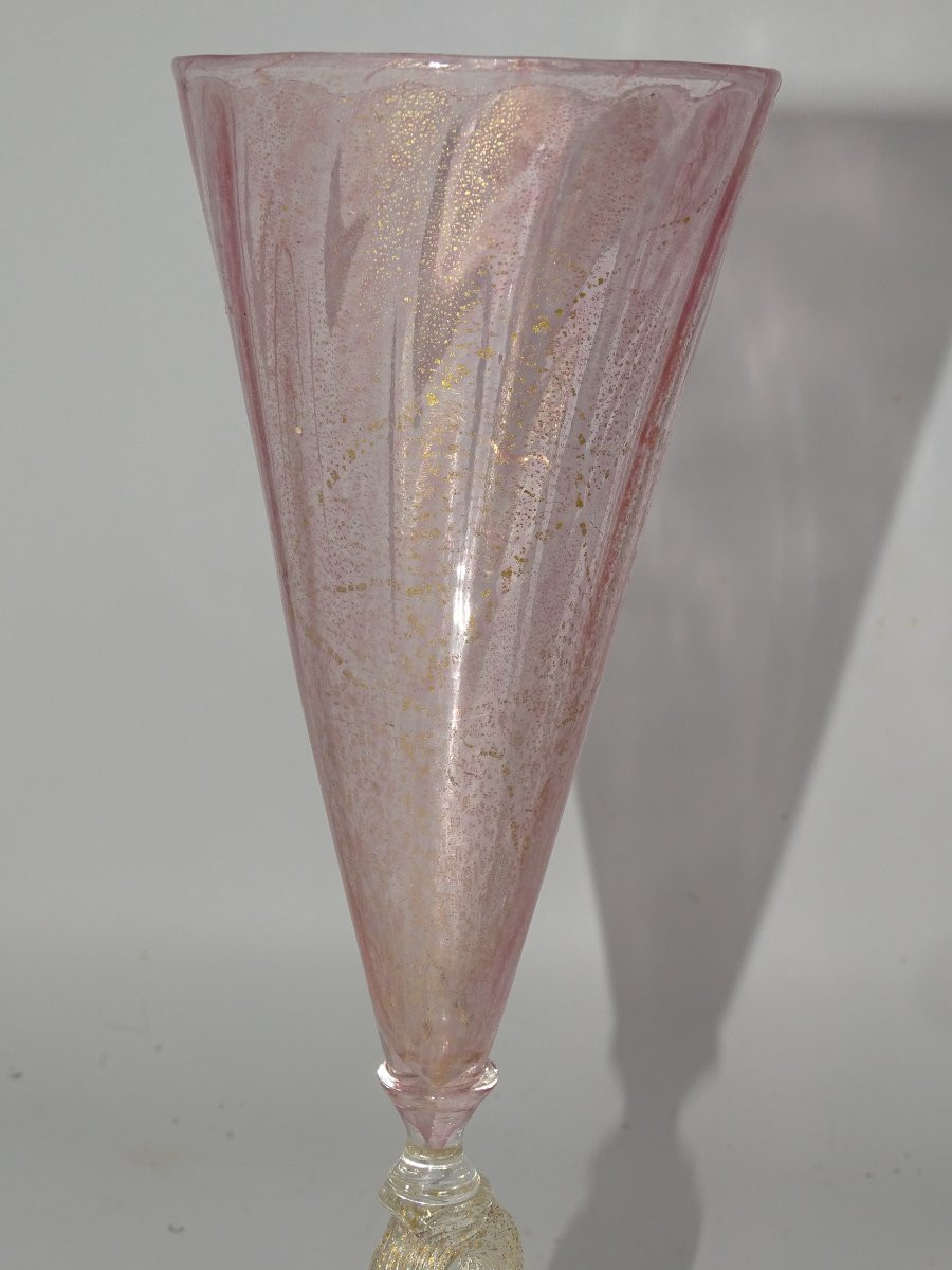 Murano : Grand Calice En Verre Soufflé XIXème-photo-3