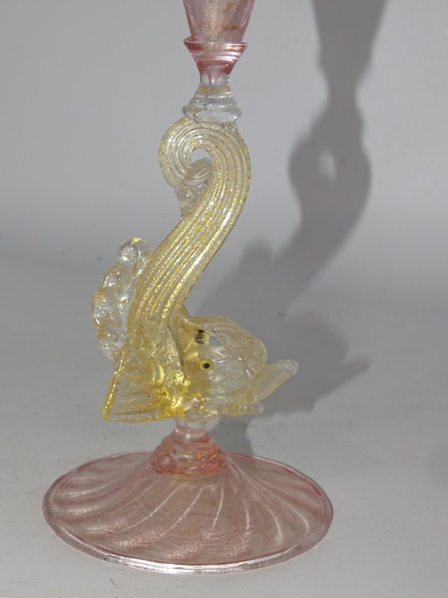 Murano : Grand Calice En Verre Soufflé XIXème-photo-1