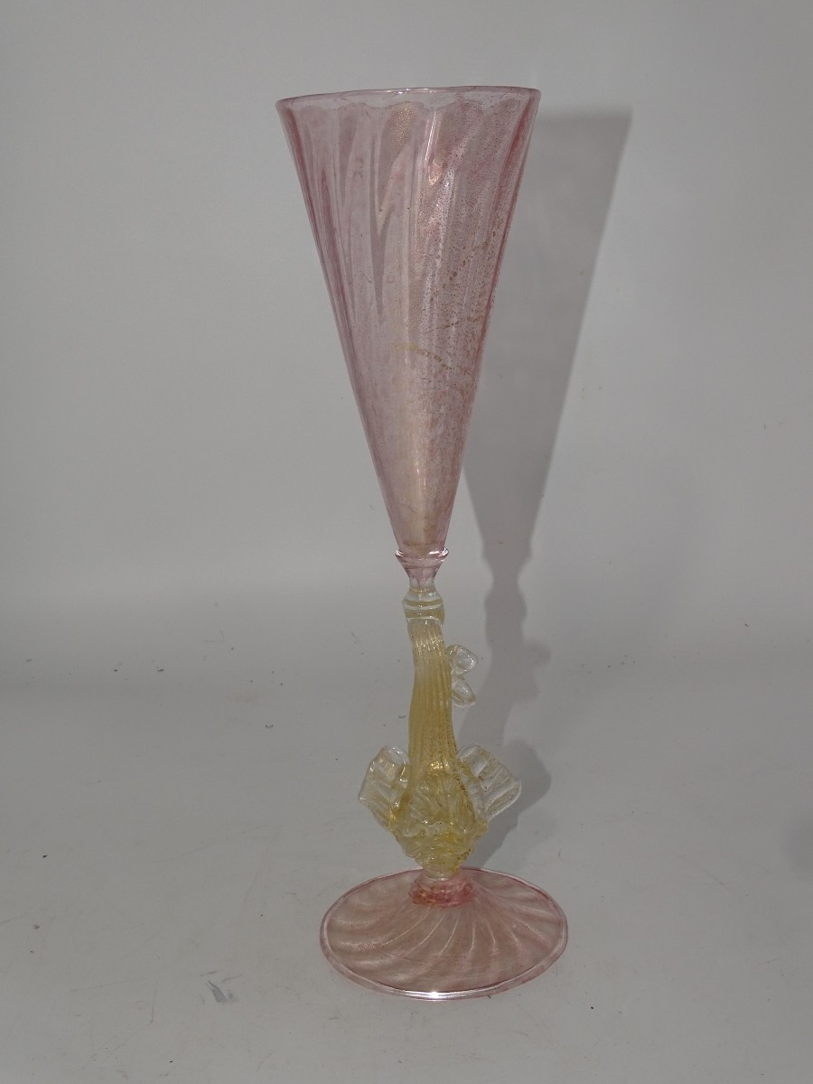 Murano : Grand Calice En Verre Soufflé XIXème