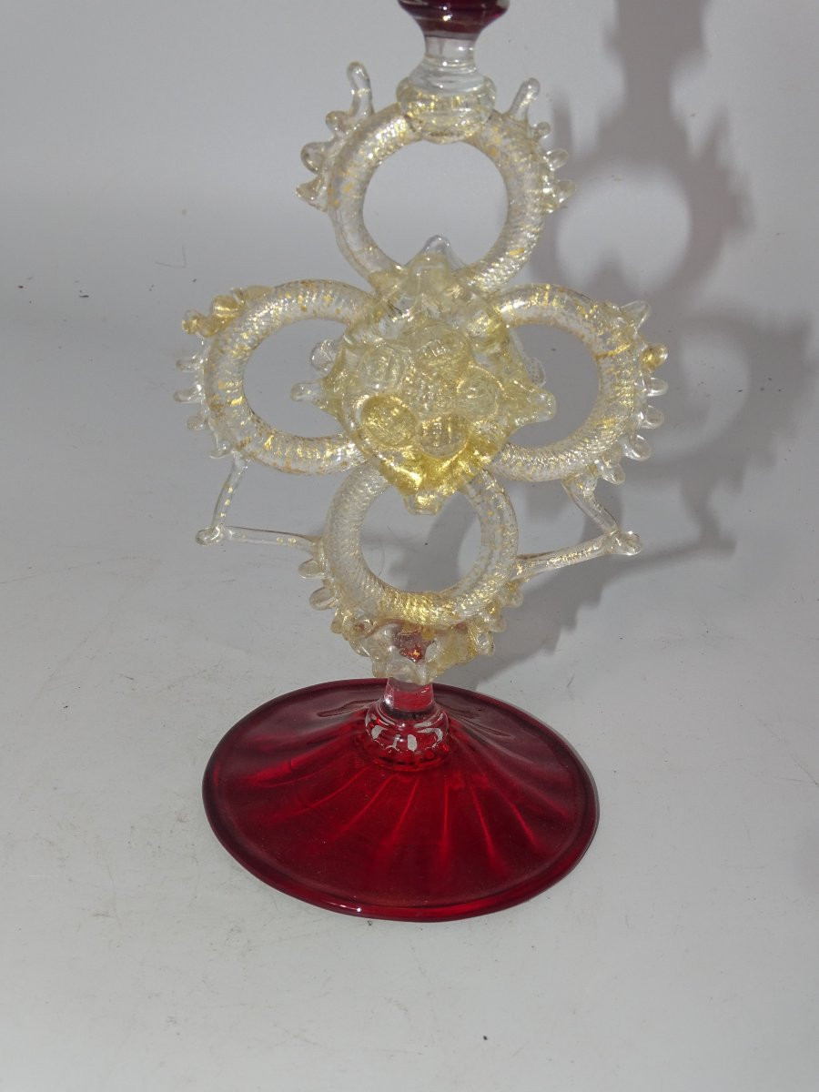 Murano: Large 19th Century Blown Glass Chalice-photo-2