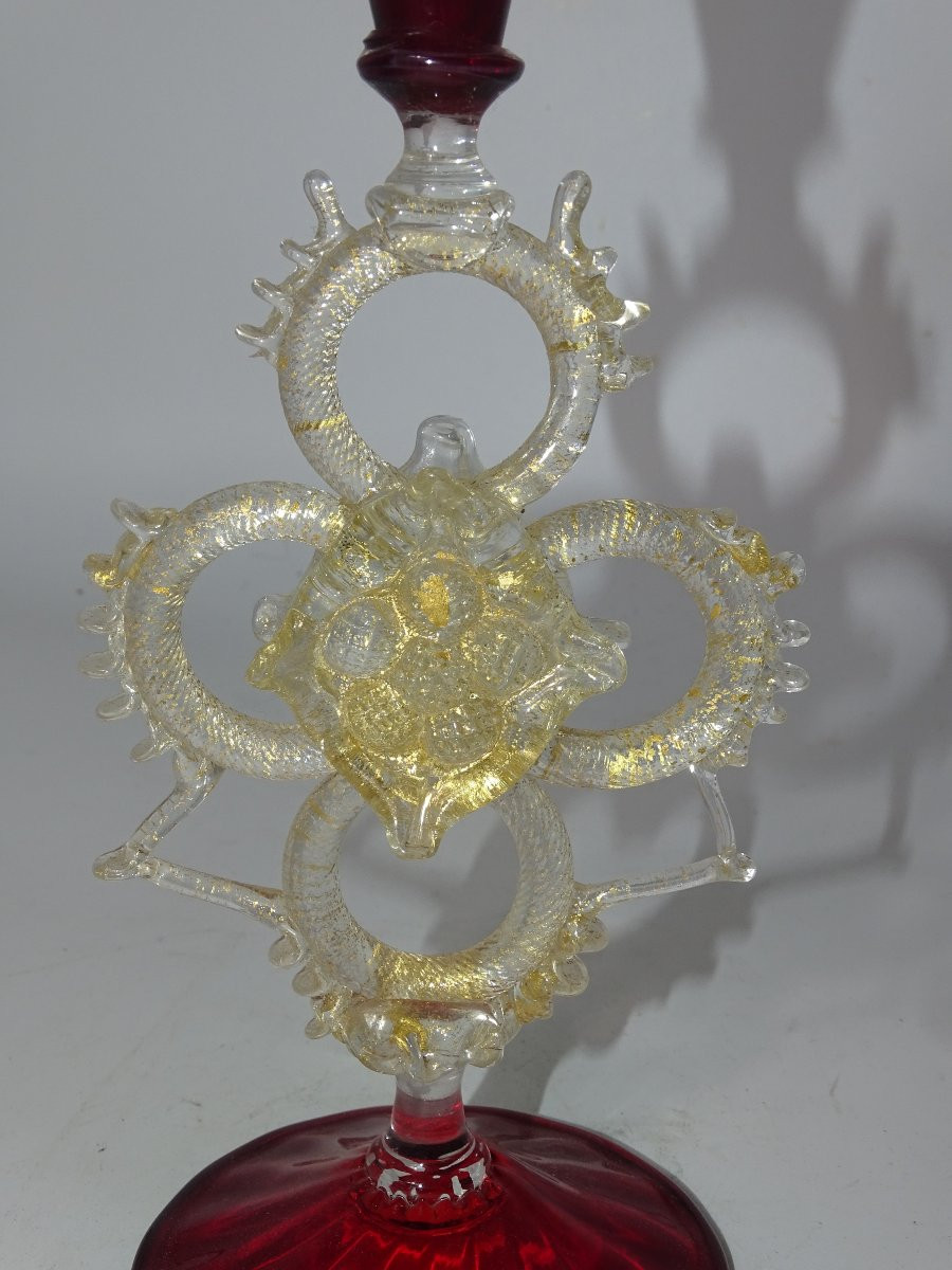 Murano: Large 19th Century Blown Glass Chalice-photo-4