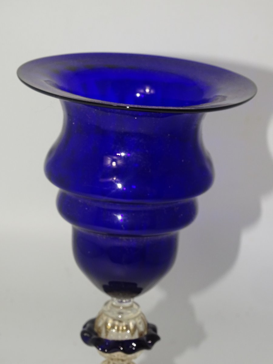 Murano: Large 19th Century Blown Glass Chalice-photo-3
