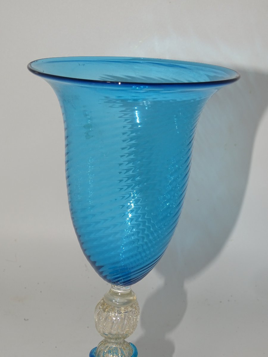 Murano: Large 19th Century Blown Glass Chalice-photo-3