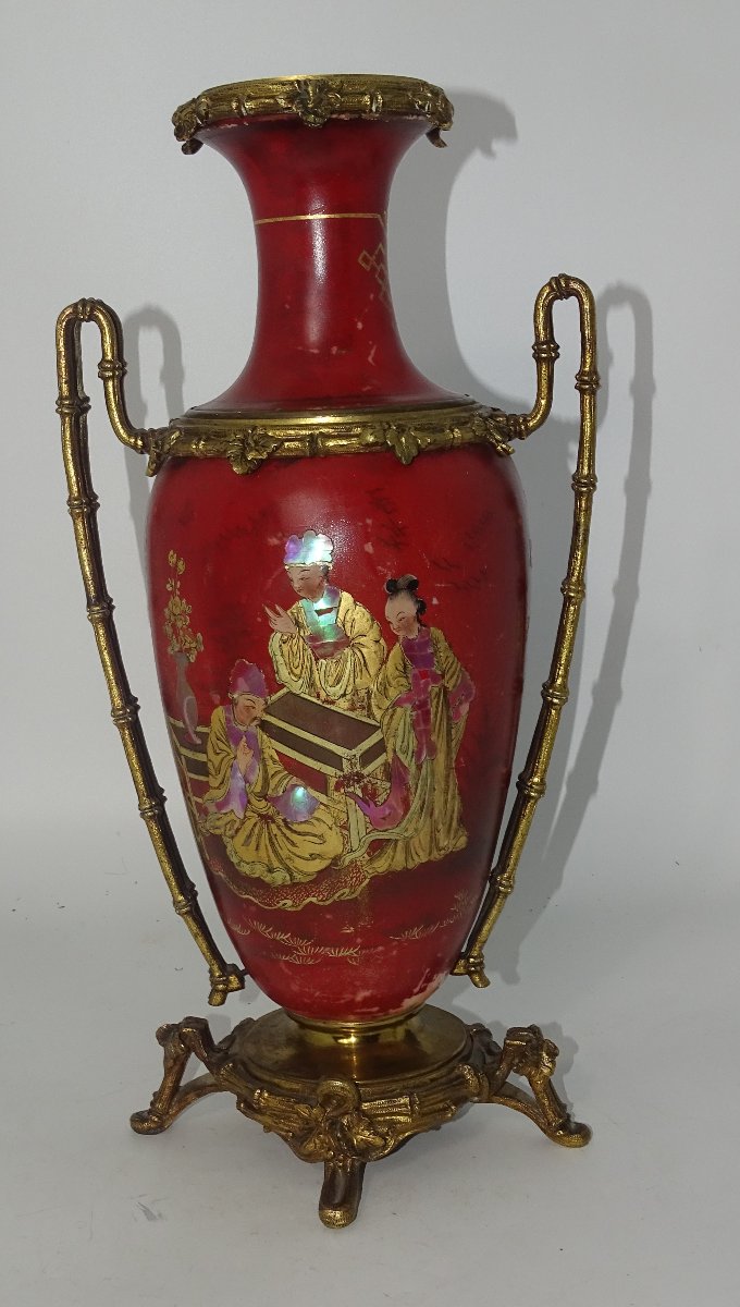 Porcelain And Gilt Bronze Vase With Chinese Decoration, Dlg Of The Crystal Staircase, 19th Century-photo-2