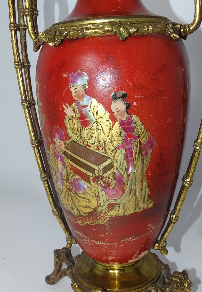 Porcelain And Gilt Bronze Vase With Chinese Decoration, Dlg Of The Crystal Staircase, 19th Century-photo-3