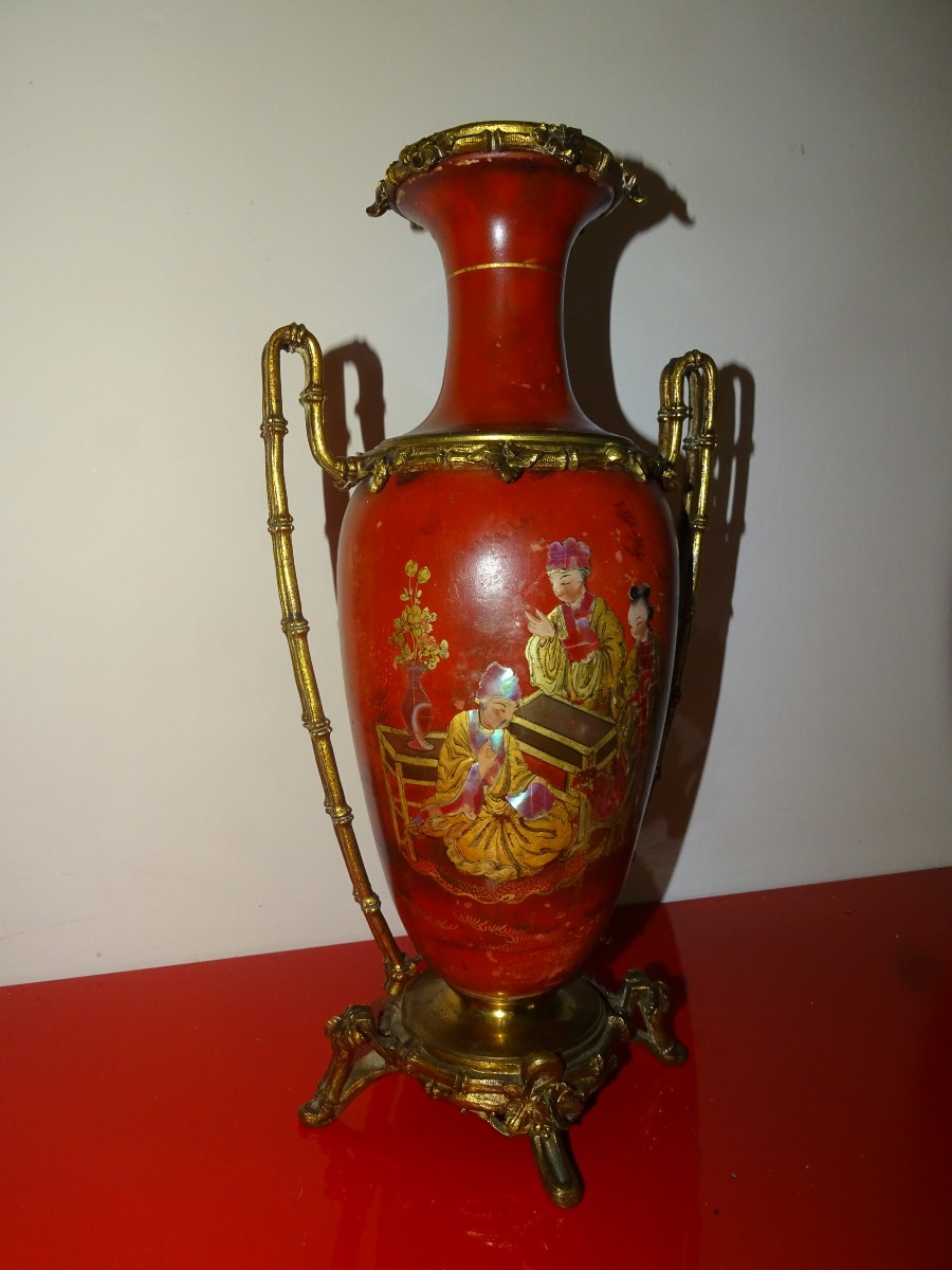 Porcelain And Gilt Bronze Vase With Chinese Decoration, Dlg Of The Crystal Staircase, 19th Century