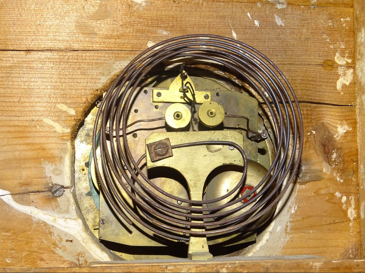 Gilded Wood Wall Clock, Cord Movement And 4 Winders, 19th Century-photo-7