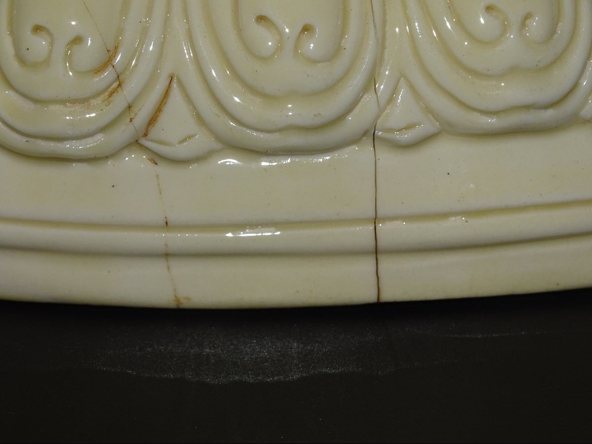 Guanyin Sculpture On A Fo Dog, Blanc De Chine Or Dehua From The 18th Century-photo-5