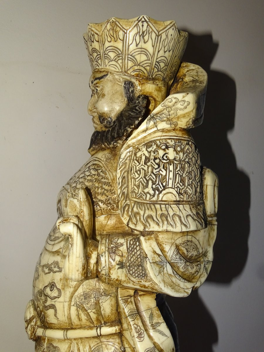 Large Sculpture Of A Wise Man In Bone Plates From The End Of The 19th Century-photo-4