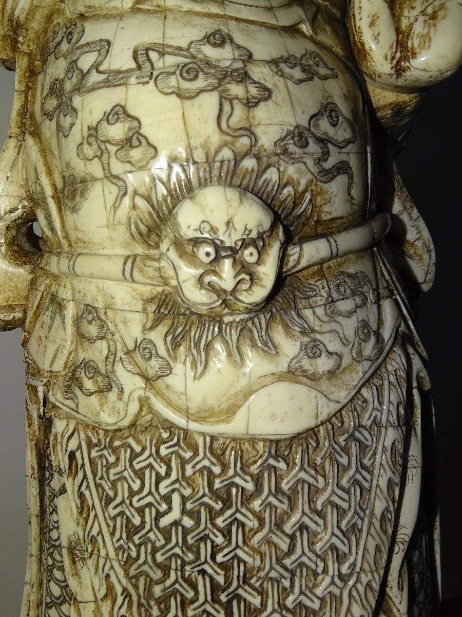 Large Sculpture Of A Wise Man In Bone Plates From The End Of The 19th Century-photo-4