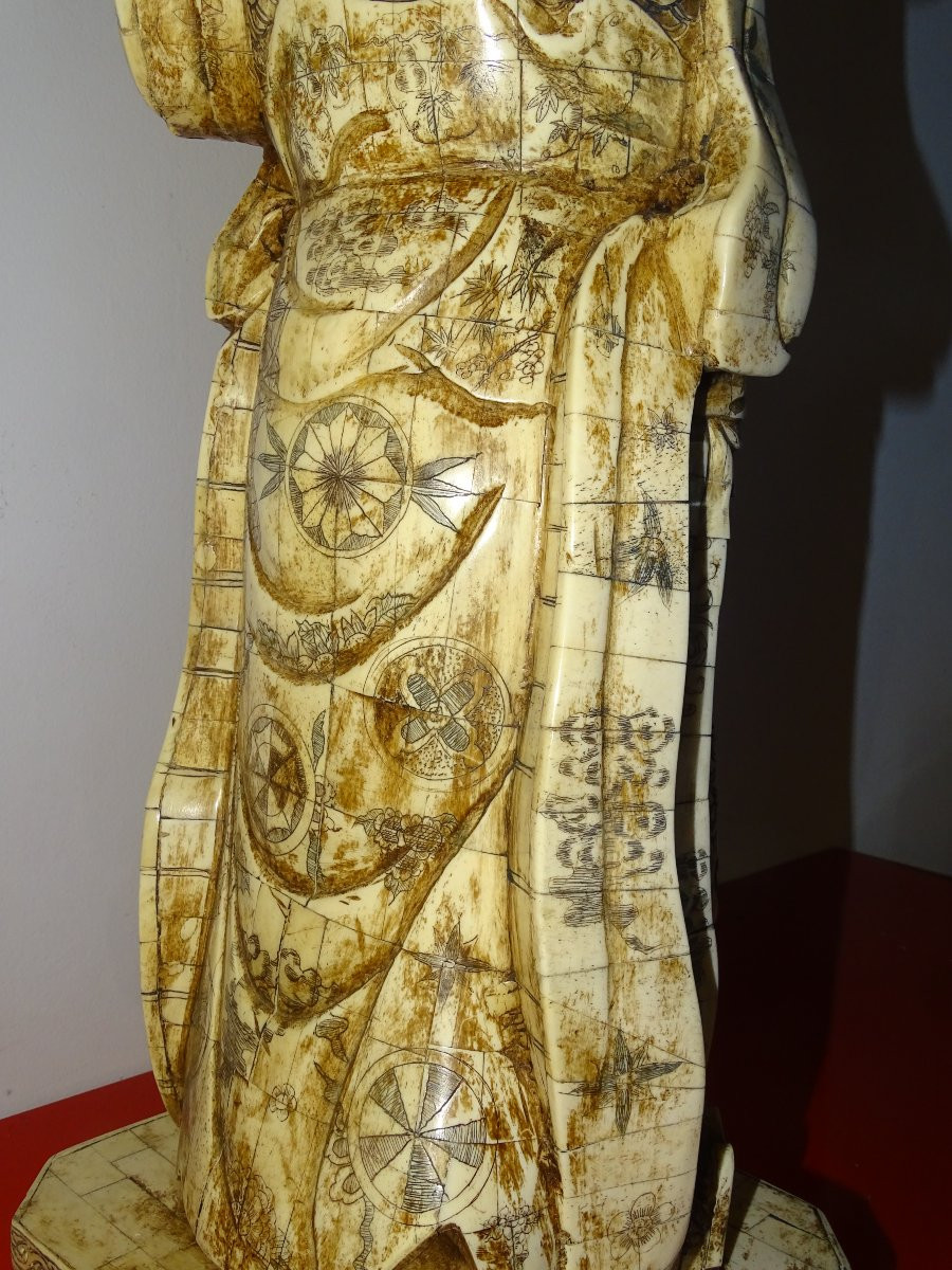 Large Sculpture Of A Wise Man In Bone Plates From The End Of The 19th Century-photo-5