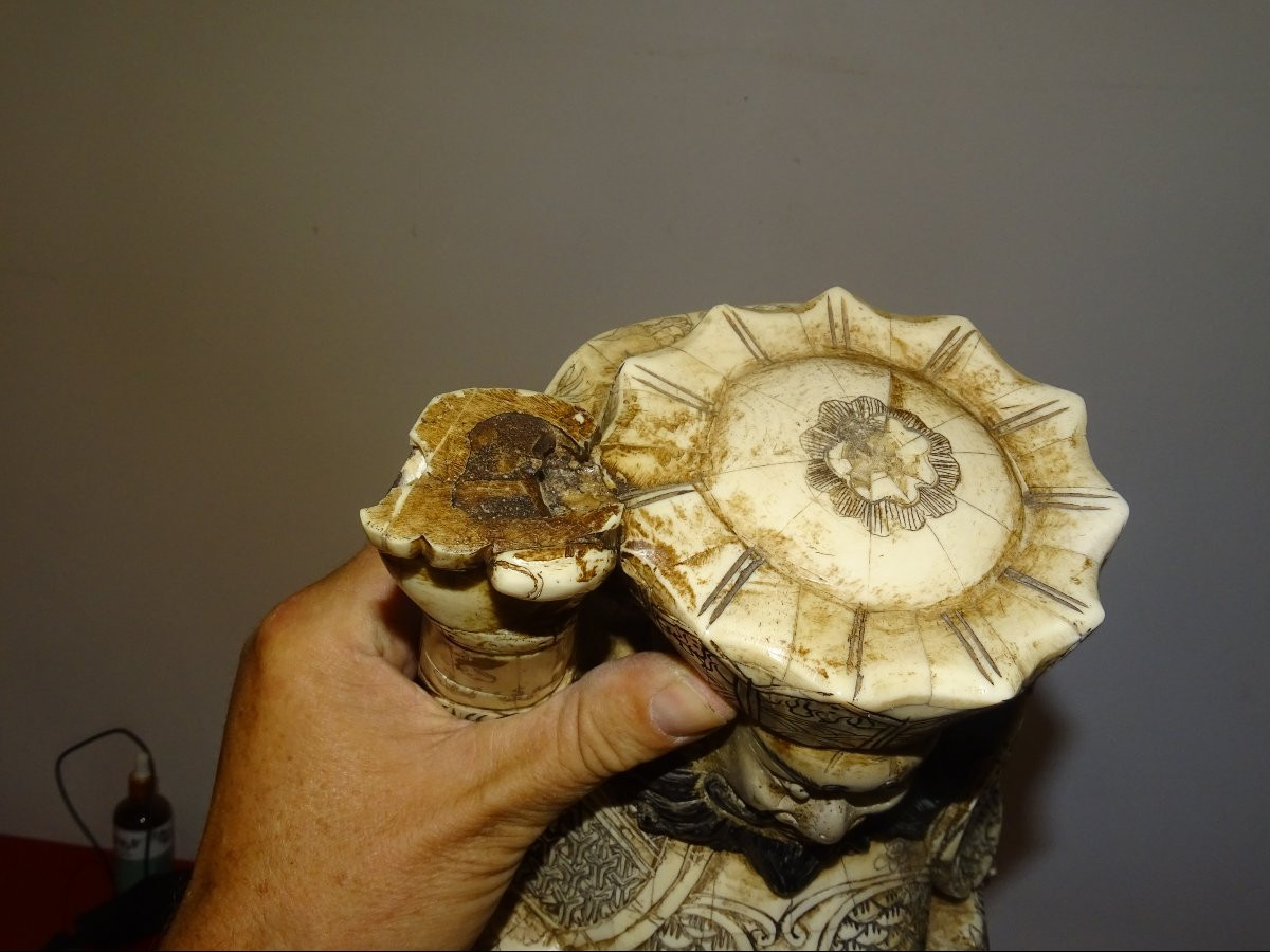 Large Sculpture Of A Wise Man In Bone Plates From The End Of The 19th Century-photo-7