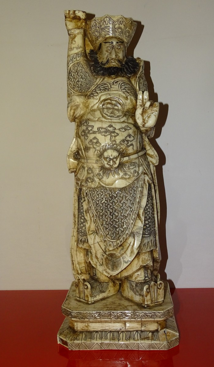 Large Sculpture Of A Wise Man In Bone Plates From The End Of The 19th Century