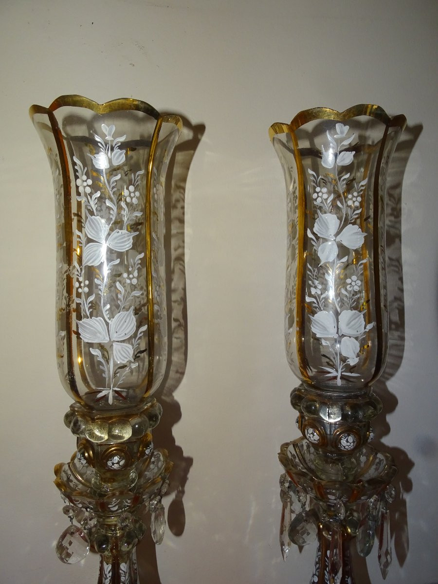 Pair Of Portieux Or Baccarat Tealight Holders-photo-2