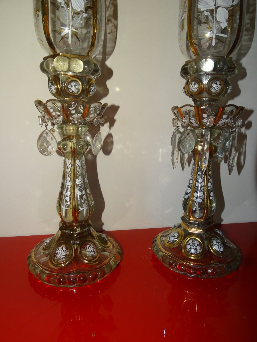 Pair Of Portieux Or Baccarat Tealight Holders-photo-3