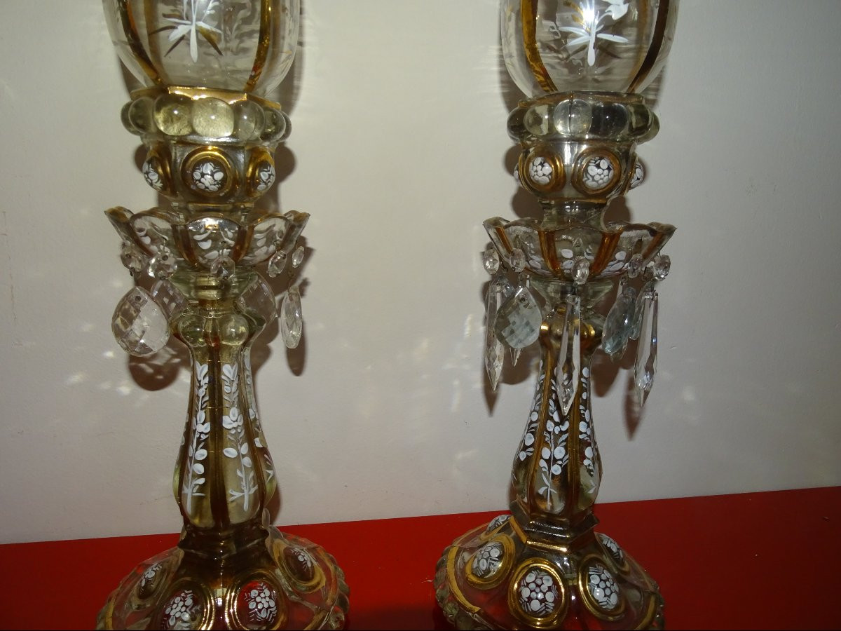 Pair Of Portieux Or Baccarat Tealight Holders-photo-4