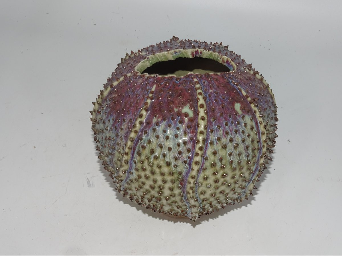 Vase barbotine oursin de mer de chez "des pots". Collection saint tropez.-photo-2