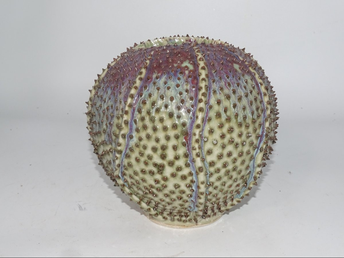 Vase barbotine oursin de mer de chez "des pots". Collection saint tropez.-photo-3