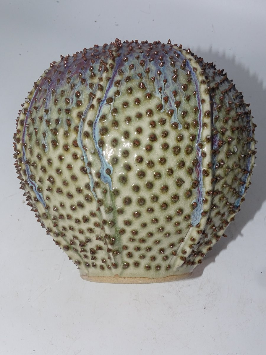 Vase barbotine oursin de mer de chez "des pots". Collection saint tropez.-photo-4
