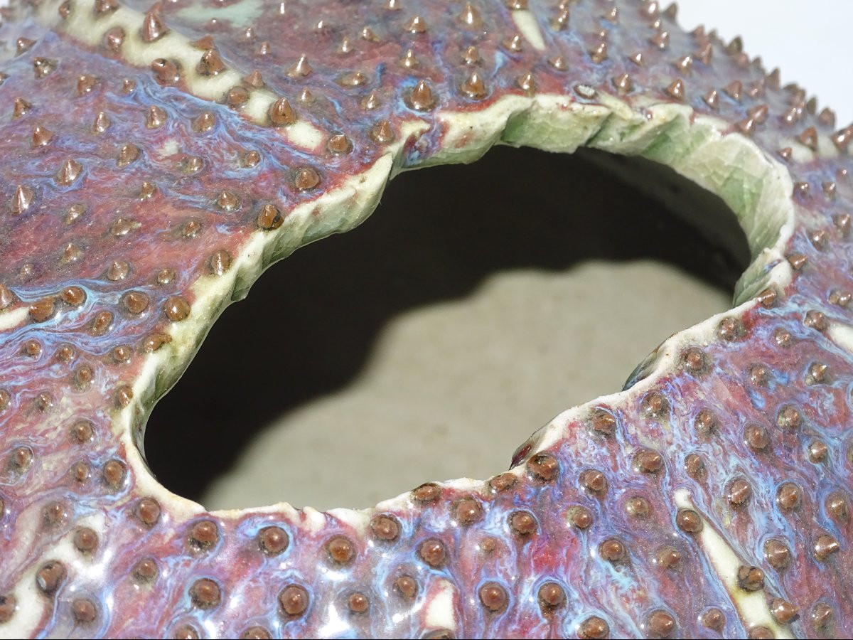 Vase barbotine oursin de mer de chez "des pots". Collection saint tropez.-photo-3