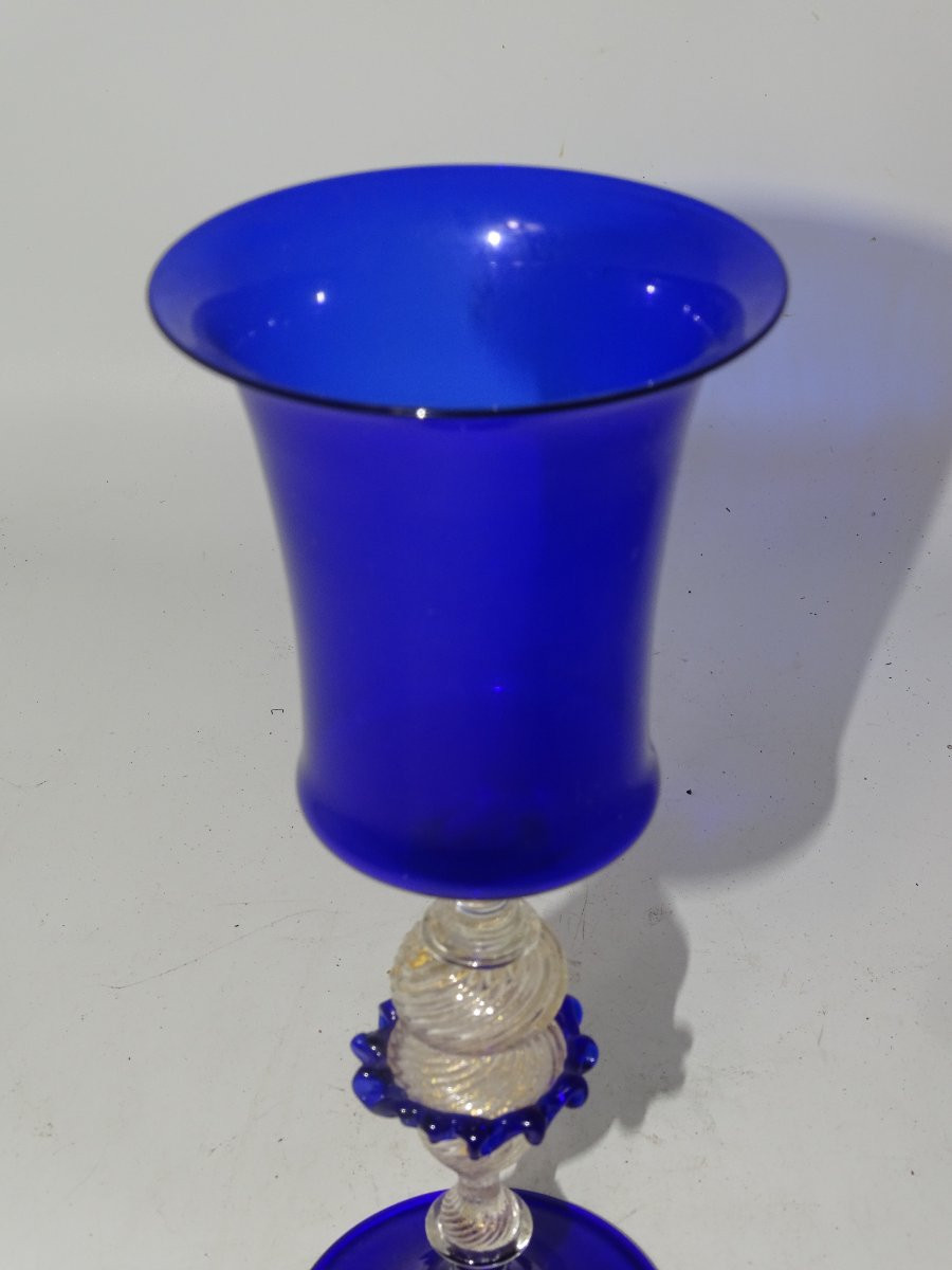 Murano : Grand Calice En Verre Soufflé XIXème-photo-2