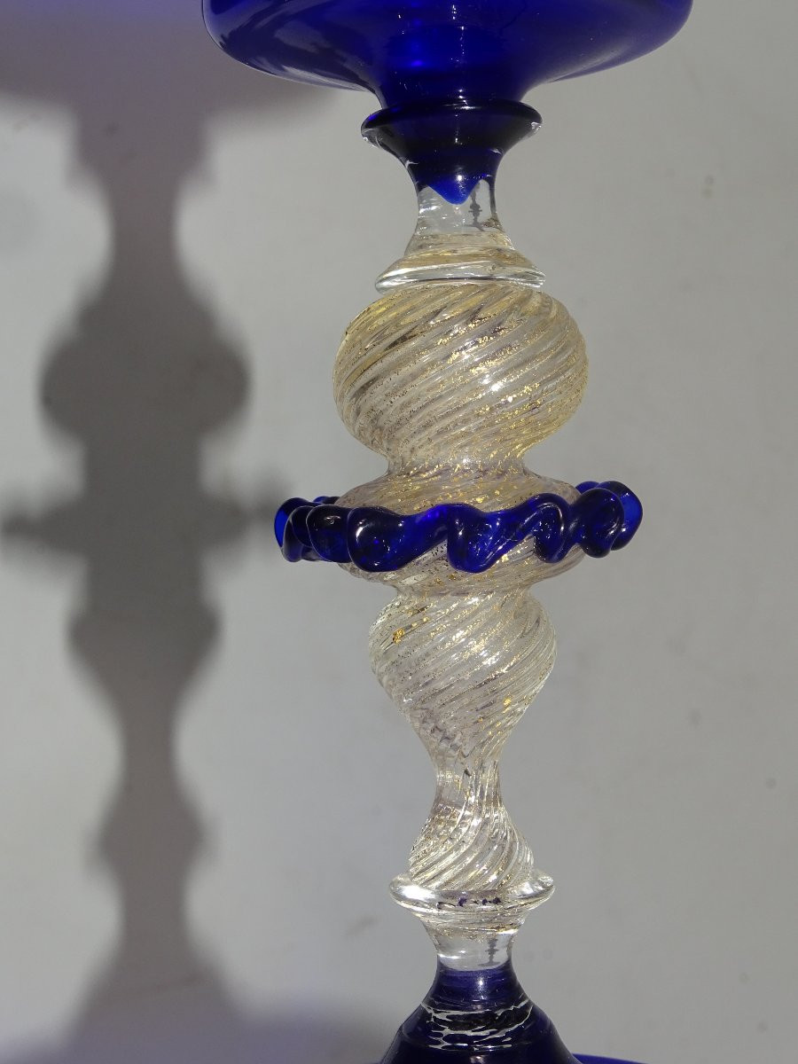 Murano : Grand Calice En Verre Soufflé XIXème-photo-3