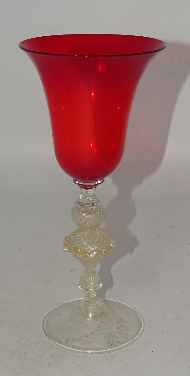 Murano: Large 19th Century Blown Glass Chalice-photo-3