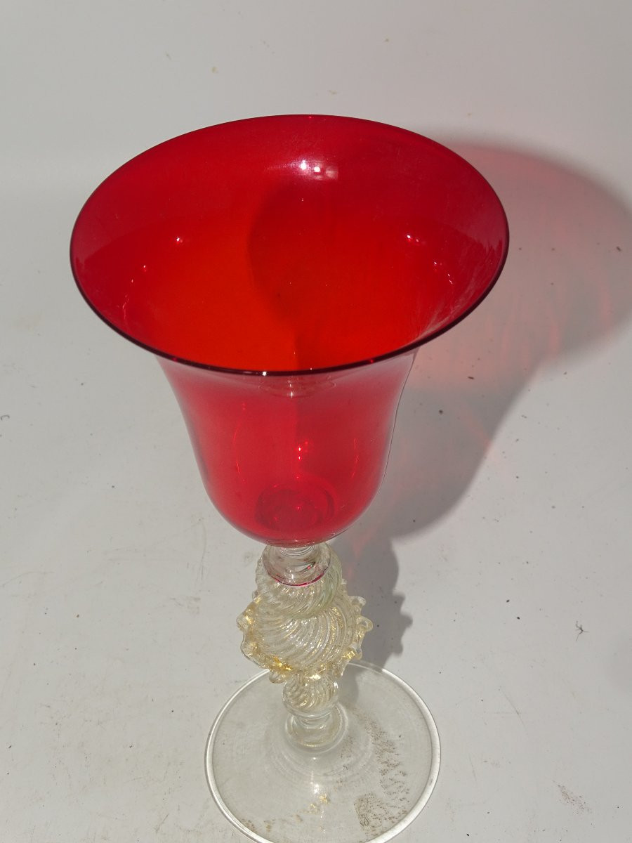 Murano: Large 19th Century Blown Glass Chalice-photo-4