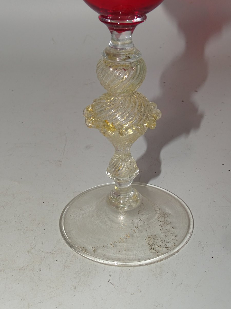 Murano: Large 19th Century Blown Glass Chalice-photo-1